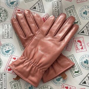 Elegant Pink Leather Gloves